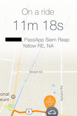 PassApp乗車中のアプリの画面