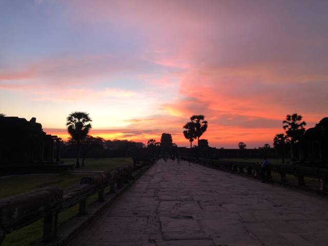 アンコールワットで見えた夕焼け